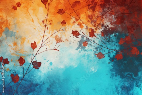 abstract background with colors of September: Rust, bright blue, for late summer or early autumn awareness days, weeks or months.  photo