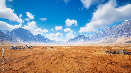 Expansive landscape of the Mongolian steppe under a clear blue sky, showcasing the natural beauty and vastness photo