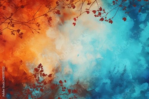 abstract background with colors of September: Rust, bright blue, for late summer or early autumn awareness days, weeks or months.  photo