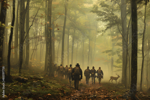 Thrilling Scene from the Tennessee Hunting Season in a Lush Autumn Forest photo