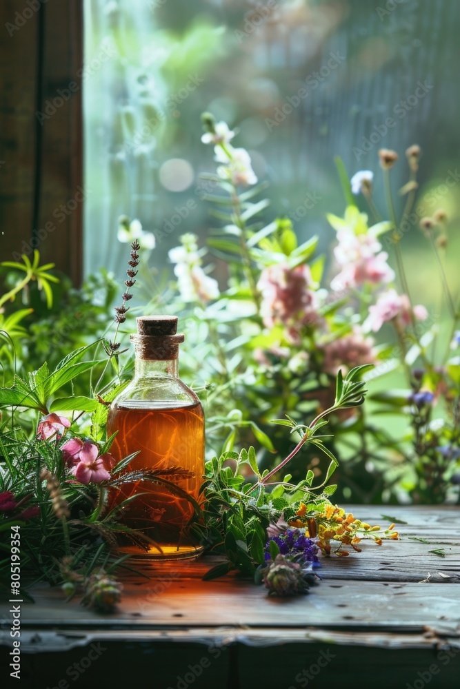 Bottle of honey on table, perfect for food blogs Bottle of honey on table, perfect for food blogs