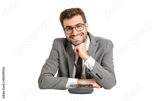 Smiling Financial Expert On Transparent Background. photo