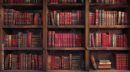 Amazing Old bookshelf in library photo