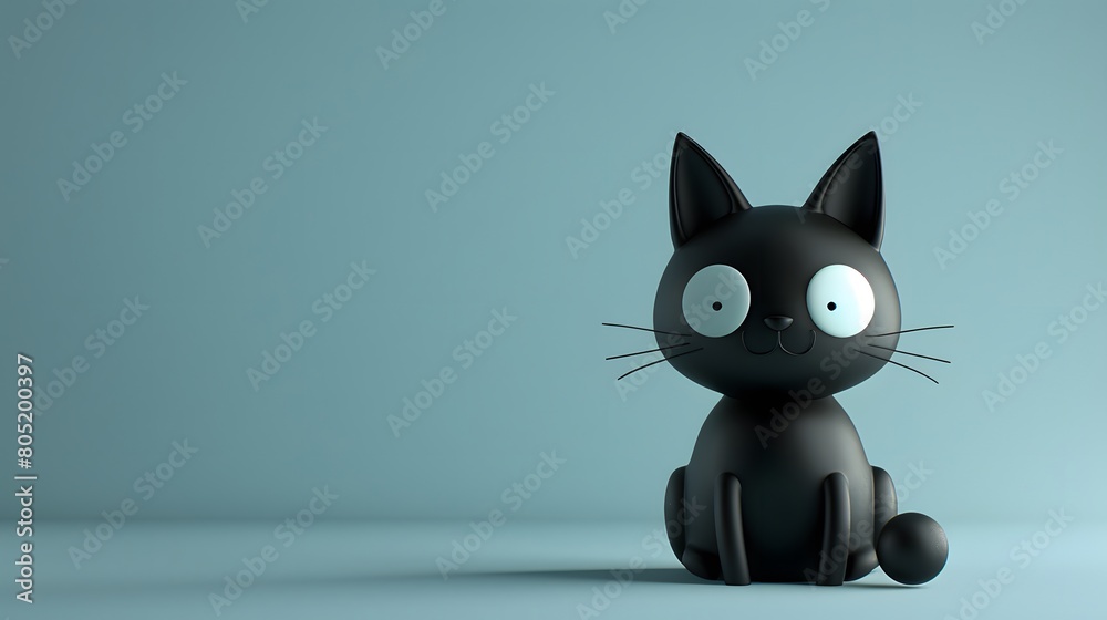 Black cat in the studio scene. Ideas from the cuteness of Bombay cats.