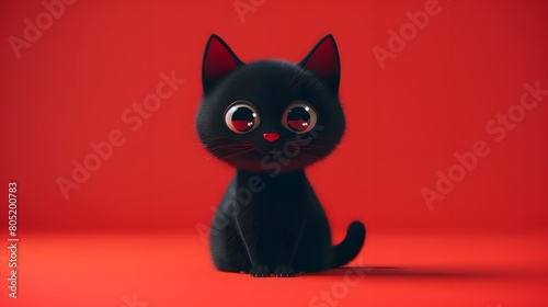 Black cat in the studio scene. Ideas from the cuteness of Bombay cats.