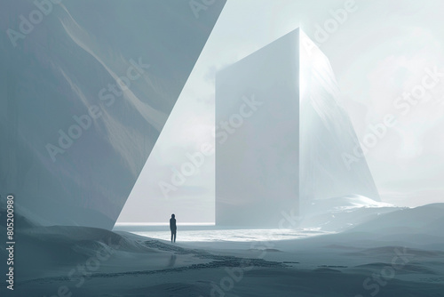 Echoes of a cybernetic world captured in the tranquil essence of minimalist surrealism 