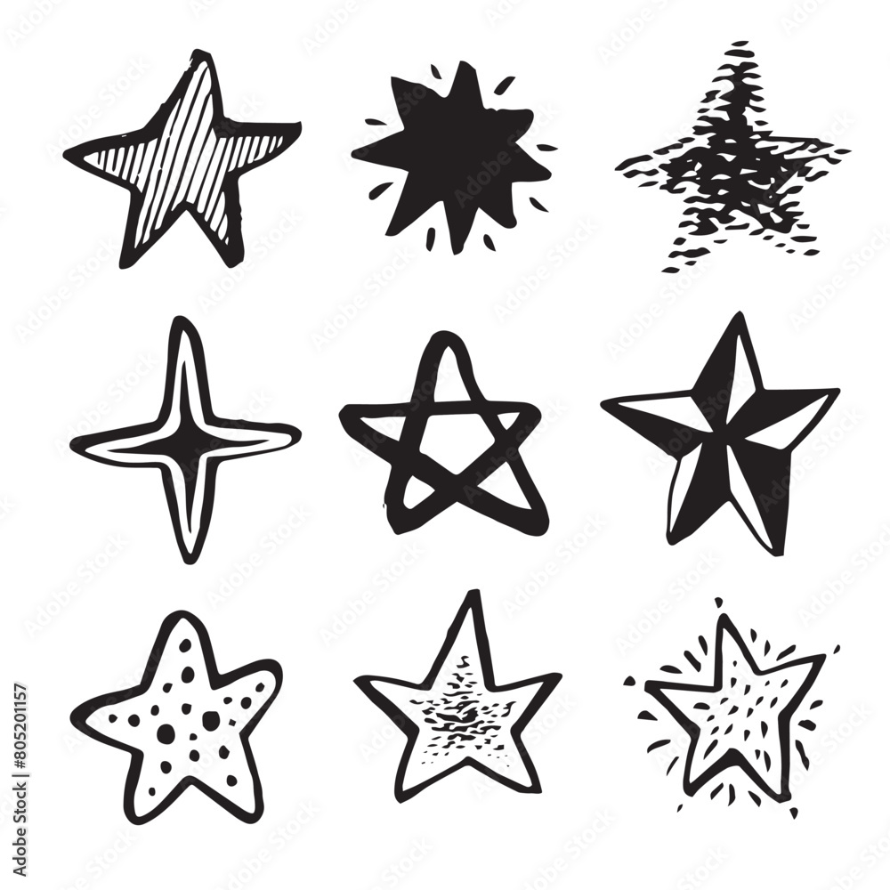 hand drawn stars pack vector hand drawn stars pack vector