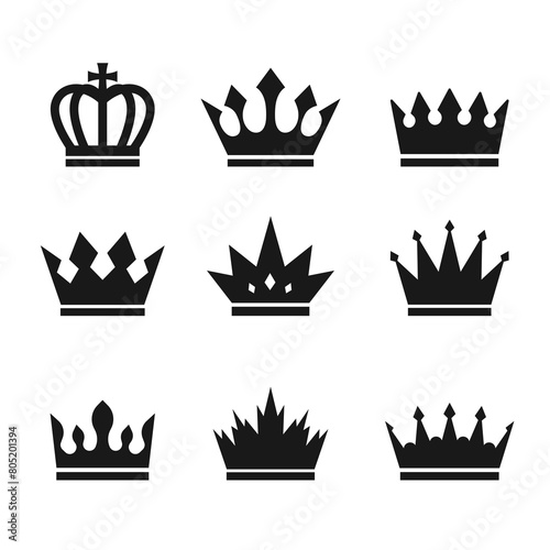 Set of vector crown silhouettes