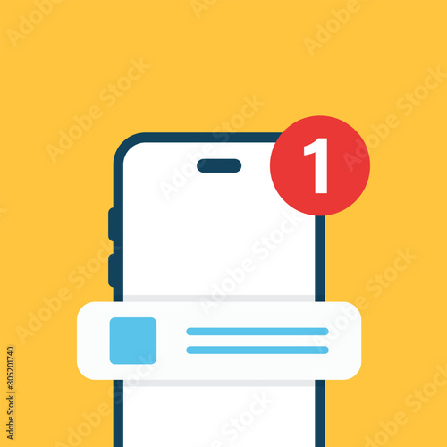 Phone notifications icon in flat style. Smartphone with new notice vector illustration on isolated background. Reminder message sign business concept.