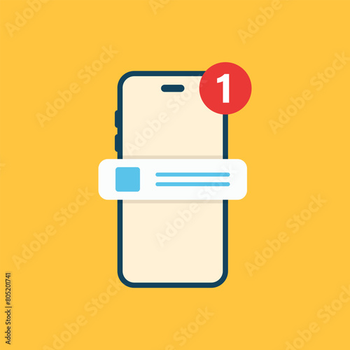 Phone notifications icon in flat style. Smartphone with new notice vector illustration on isolated background. Reminder message sign business concept.