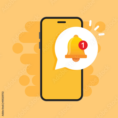 Phone notifications icon in flat style. Smartphone with new notice vector illustration on isolated background. Reminder message sign business concept.