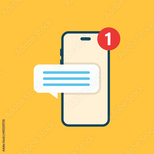 Phone notifications icon in flat style. Smartphone with new notice vector illustration on isolated background. Reminder message sign business concept.