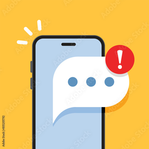 Phone notifications icon in flat style. Smartphone with new notice vector illustration on isolated background. Reminder message sign business concept.