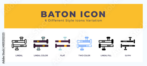 Baton icon set pack vector illustration.