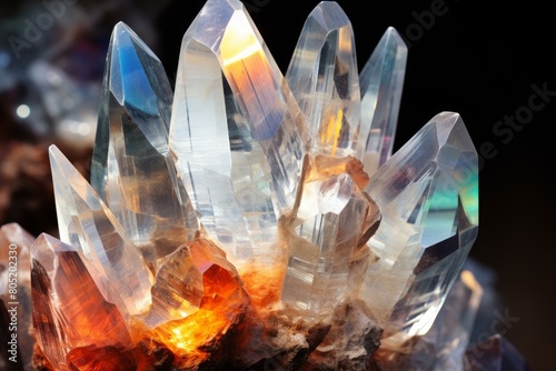 Mystical Quartz crystal. Aura texture cluster. Generate Ai