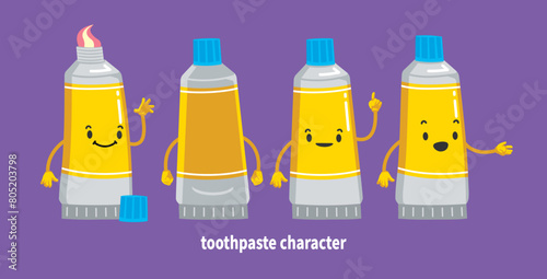 Cute toothpaste character turnaround. 4 movements.