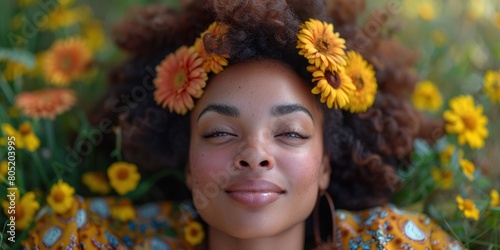 Blooming Beauty: Woman Adorned With Sunflowers