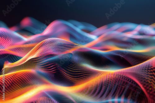 Engineering visualization taken to macro levels colorful lines flow on screen symbolizing the fluid motion of innovation 