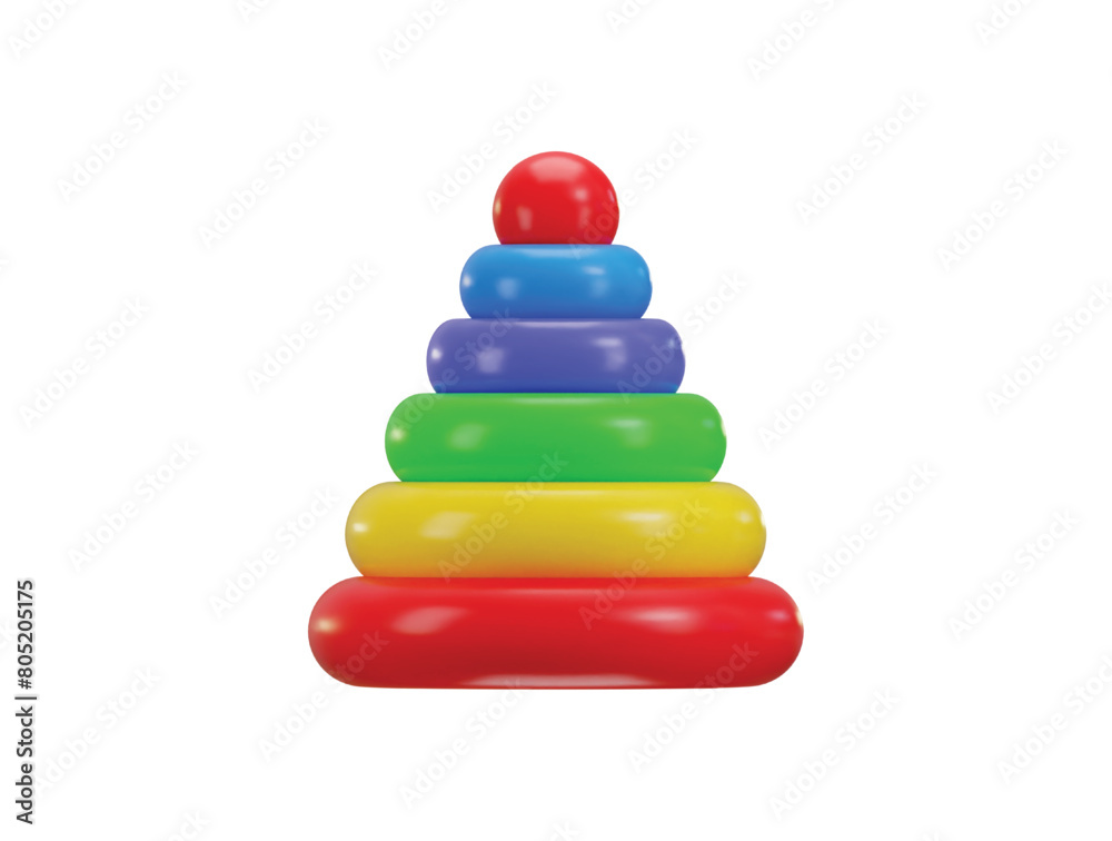 pyramid toy on colorful rings icon 3d rendering vector illustration pyramid toy on colorful rings icon 3d rendering vector illustration