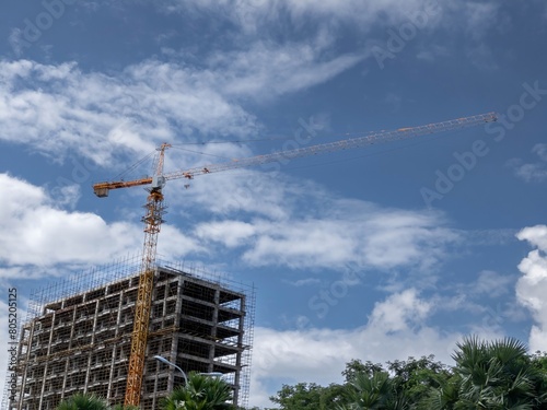 Buildings and tower cranes under construction