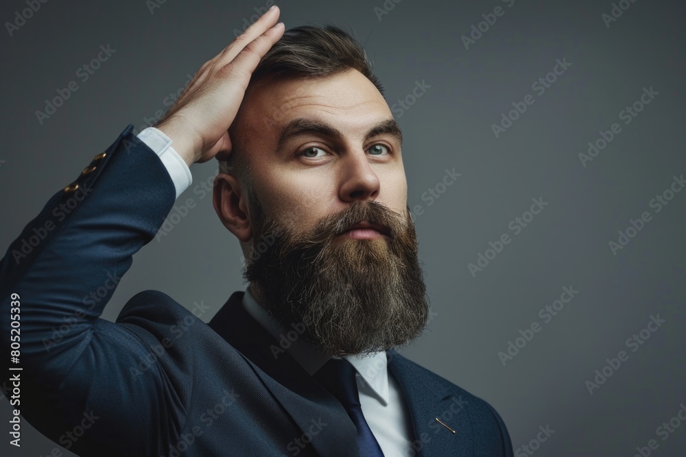 A man with a beard wearing a suit and tie. Suitable for business concepts A man with a beard wearing a suit and tie. Suitable for business concepts