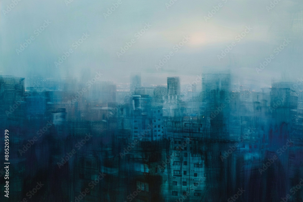 Ethereal cityscape, defocused, beneath translucent layers of oil paint, suggesting an urban dream Ethereal cityscape, defocused, beneath translucent layers of oil paint, suggesting an urban dream