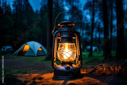 oil lantern lamp in camping ground
