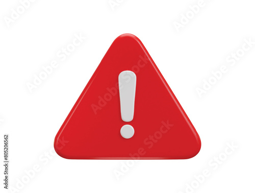 exclamation sign warning or danger risk message alert problem icon 3d render