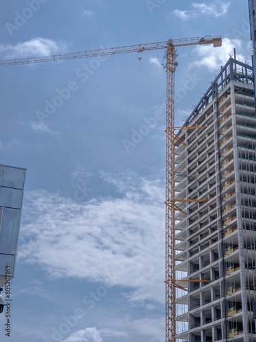 Tower cranes and buildings under construction