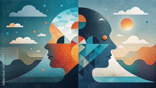 Abstract silhouette art of a person's head in psychology concept