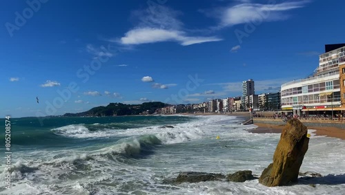 Coastline in stormy weather in Lloret de Mar.  Catalonia, Spain.