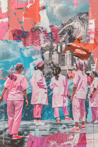 Interdisciplinary Nurses Collage Artistry., International Nurses Day, hospital care, dedication and skills. © Dolgren