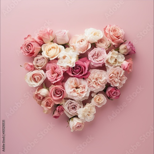 Blooming Heart of Pink and Cream Roses