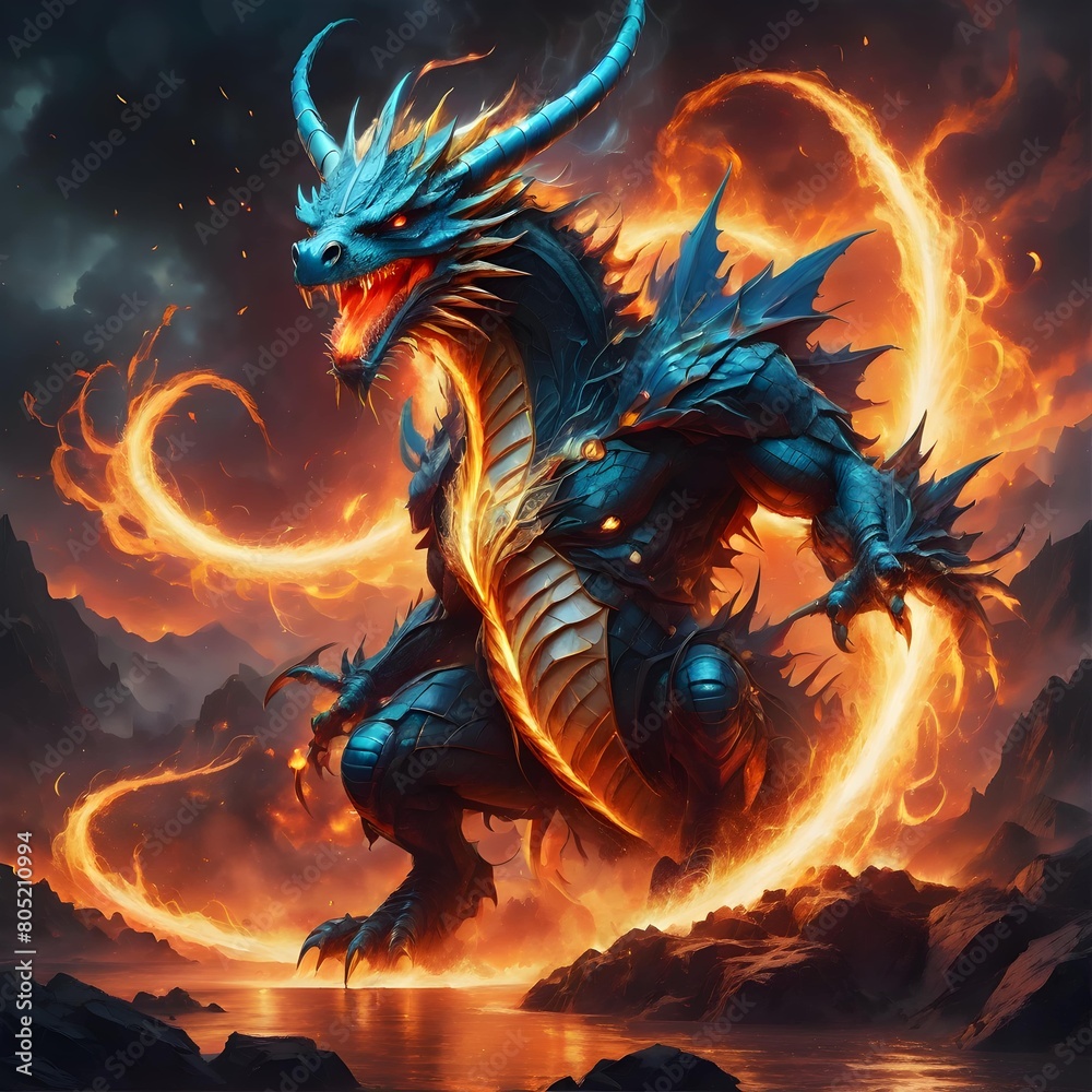 dragon in fire dragon in fire