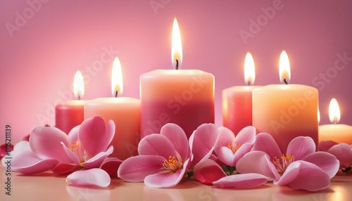 Candles and rose petals bokeh background