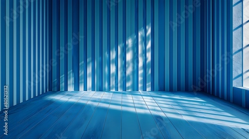 Blue Striped Interior Background for Product Display and Photography Session