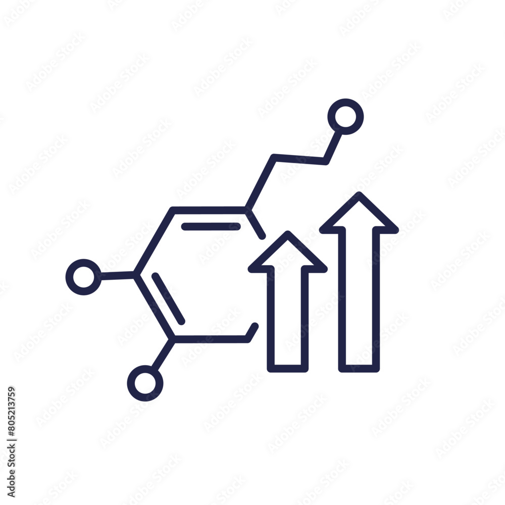 dopamine level line icon with arrows dopamine level line icon with arrows