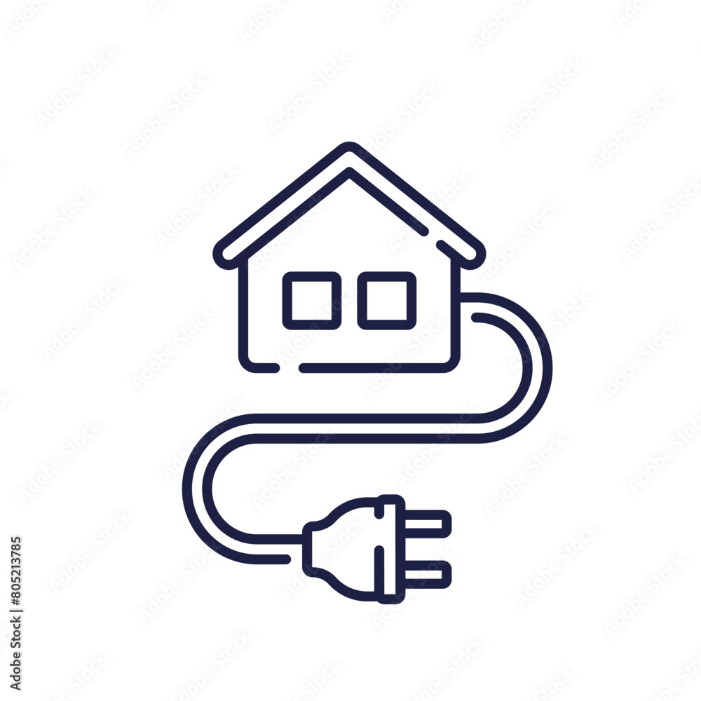 electric house line icon, vector electric house line icon, vector