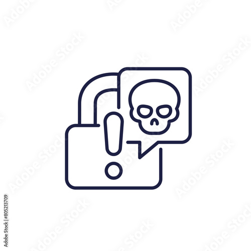 cyber threat icon, line pictogram on white