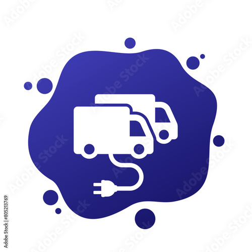 electric fleet icon with trucks, vector