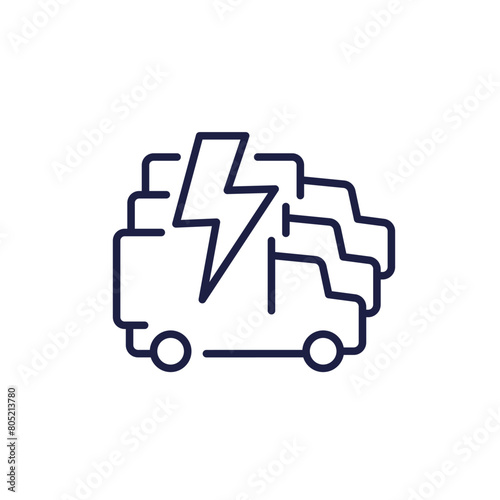 electric fleet line icon with trucks, EV photo