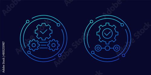 production and quality control icons, linear design