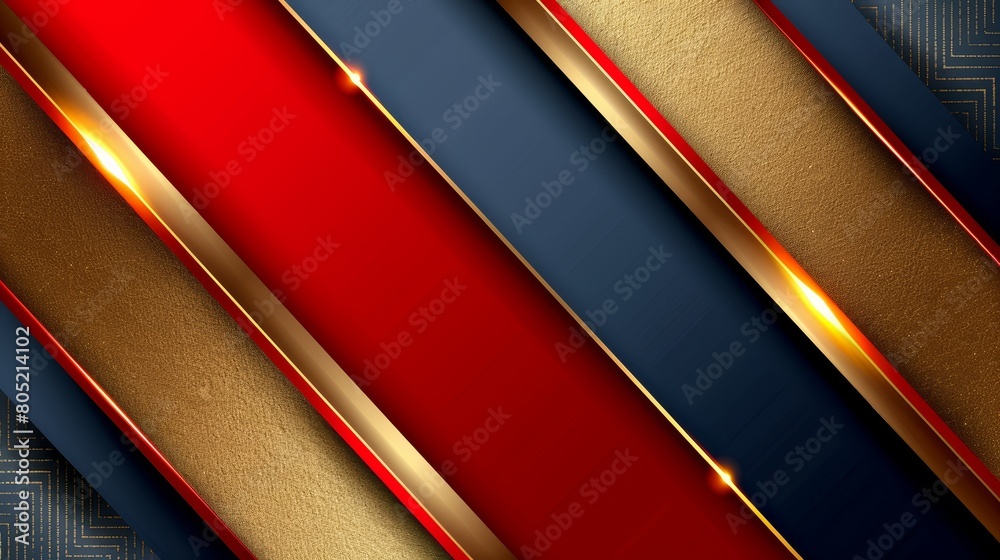 A tight shot of a red, blue, and gold wallpaper featuring a golden stripe at the top A tight shot of a red, blue, and gold wallpaper featuring a golden stripe at the top