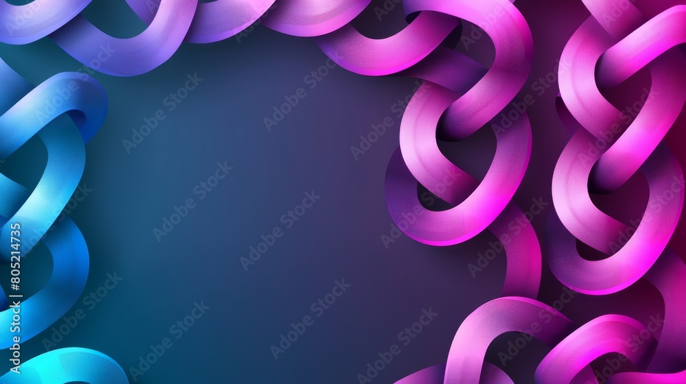 A purple, blue, and pink background with a large chain of links at the image's bottom and a smaller one beneath it A purple, blue, and pink background with a large chain of links at the image's bottom and a smaller one beneath it