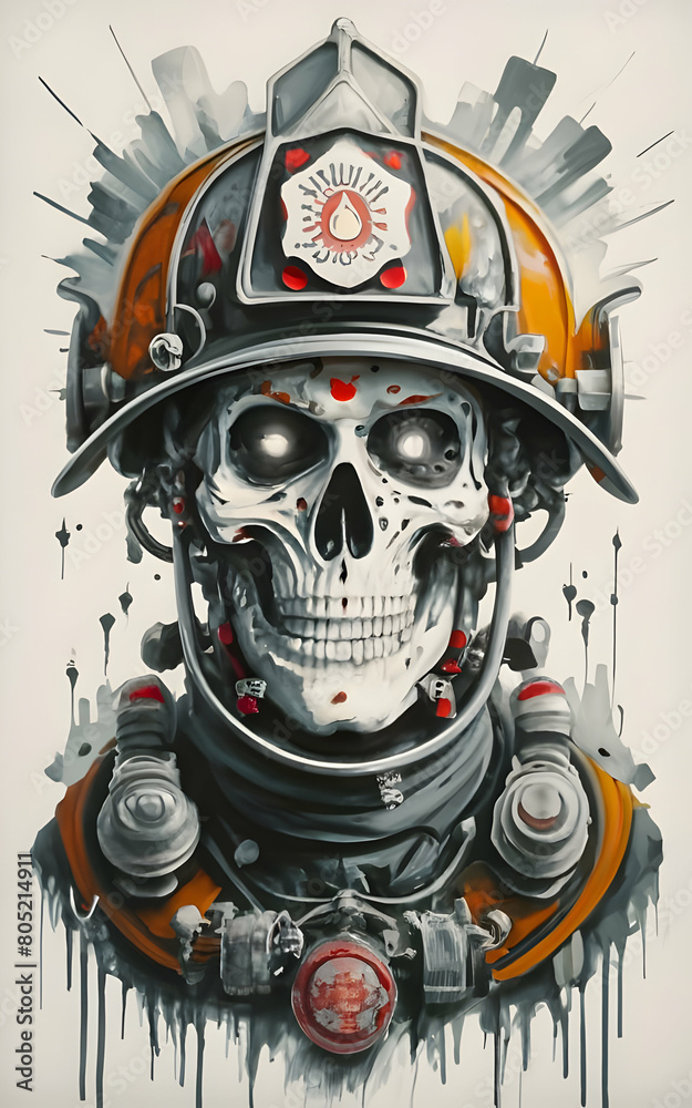 Fire fighter skull illustration Fire fighter skull illustration