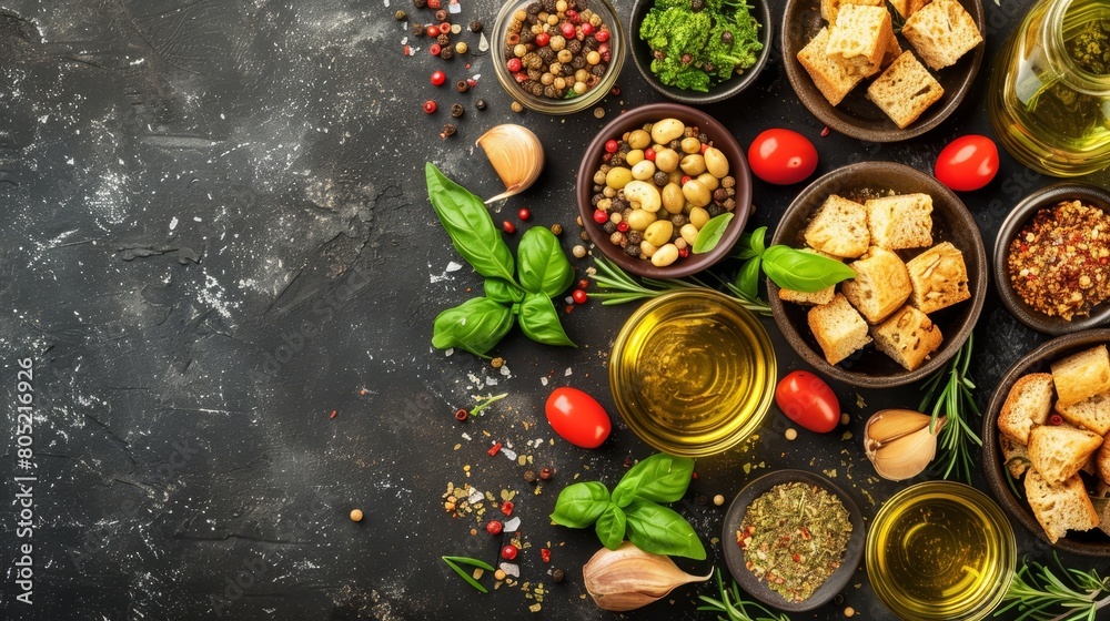 olives, tomatoes, garlic, and other foodstuffs olives, tomatoes, garlic, and other foodstuffs