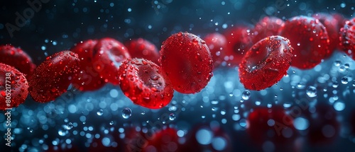 Red blood cells in blood vessels