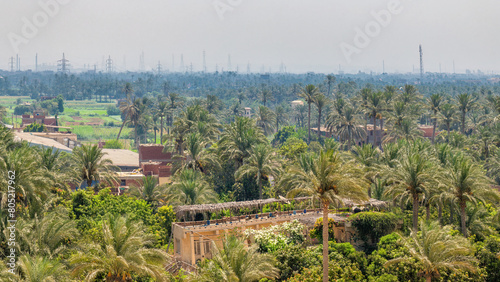 A distant view of Cairo, Egypt from the vilage of Sakkara, which is about 30km to the south of Cairo. photo