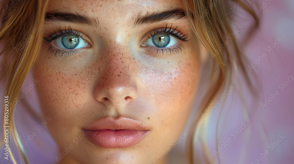 Professional studio photo portrait of a attractive beautiful young woman, stunning girl with natural beauty, natural beauty, a person, with a pronounced emotional expression, widescreen 16:9