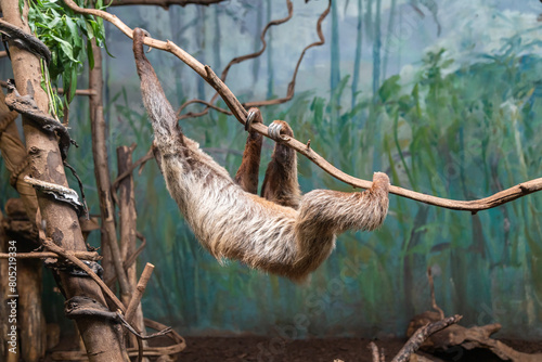 Sloth on a branch close-up